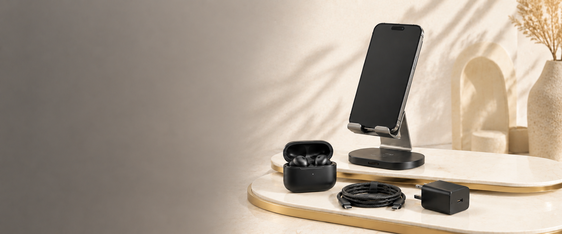 <span style="color:white">Mobile Accessories</span><br>
<span style="color:white;font-size:18px;font-weight:400;line-height:1.4">
Power your everyday
</span>