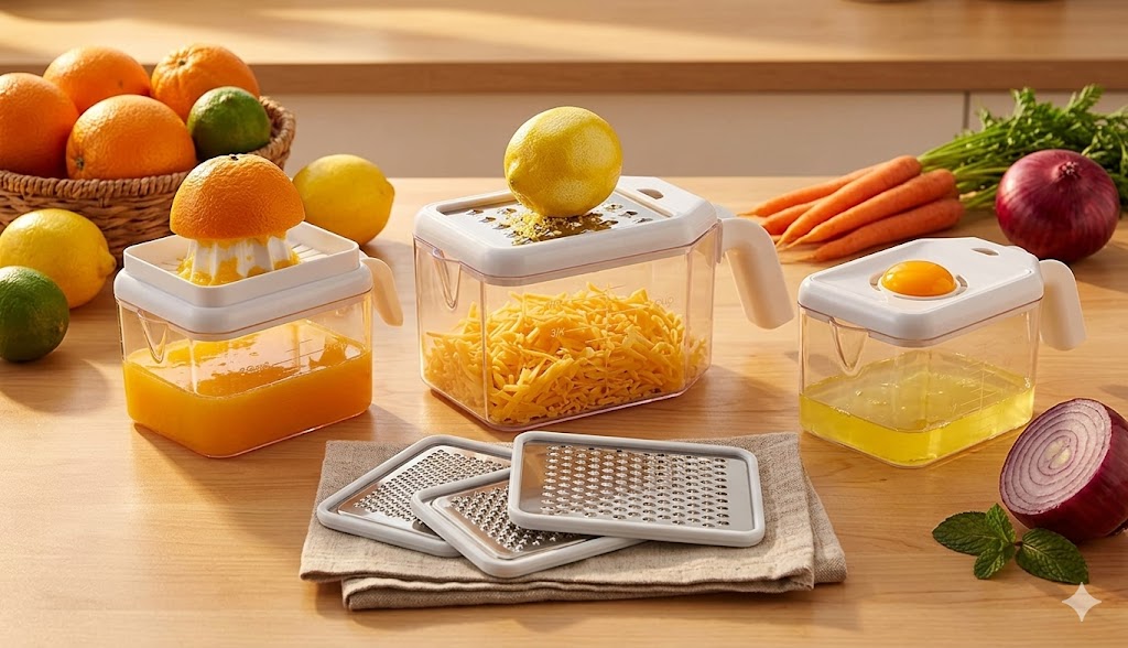5-in-1 Multi-Grater with Juicer & Egg Separator: Ultimate Kitchen Efficiency