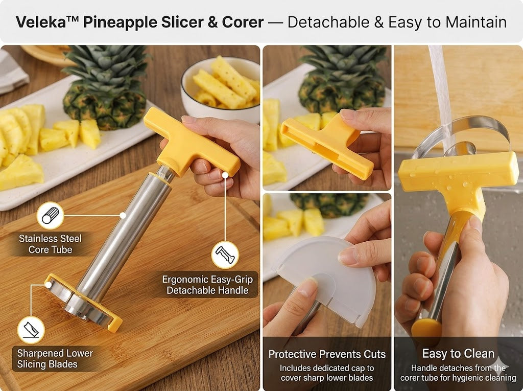 Veleka™ Pineapple Cut & Core Tool: Effortless Slicing