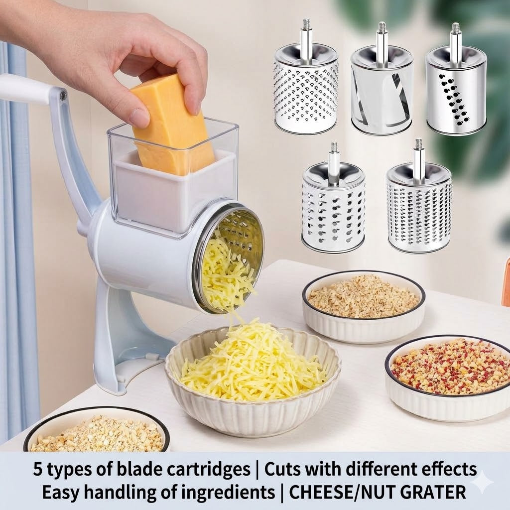 5-in-1 Manual Drum Grater