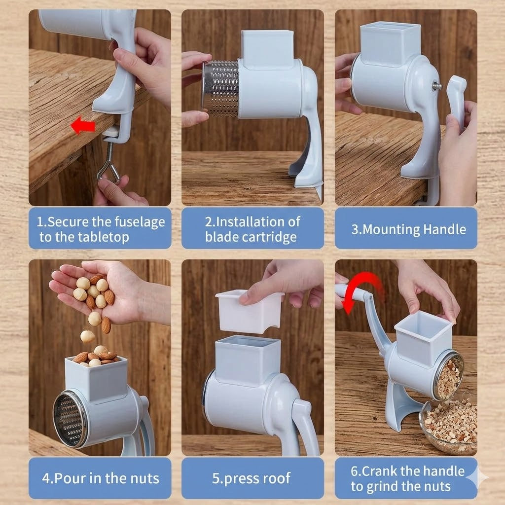 5-in-1 Manual Drum Grater