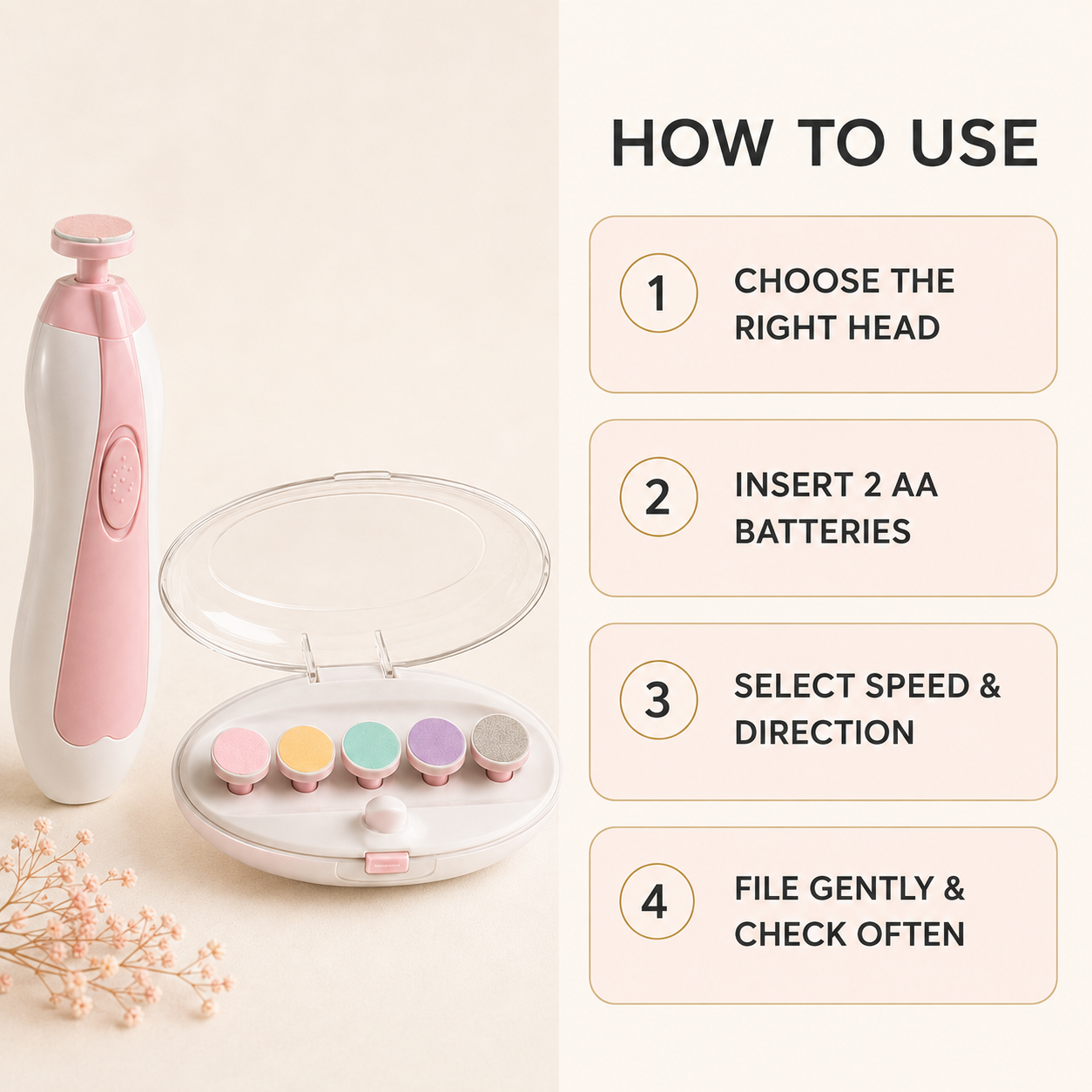 Electric Baby Nail Trimmer with LED Light