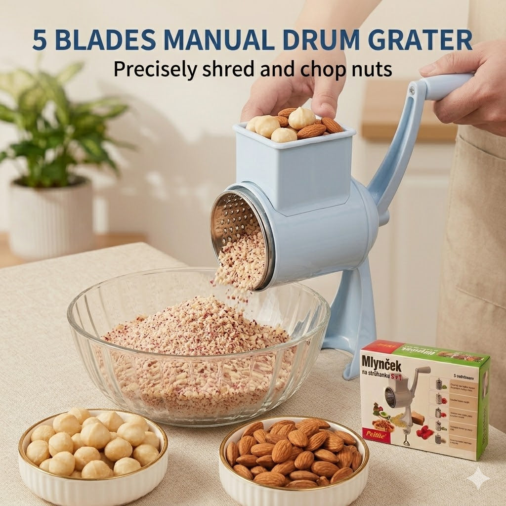 5-in-1 Manual Drum Grater