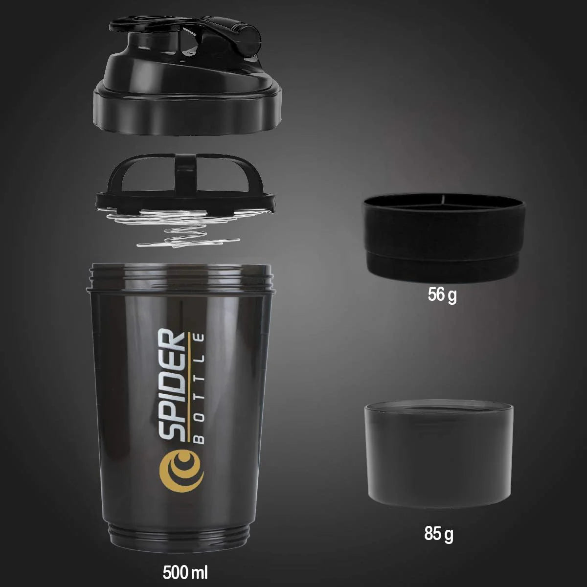 LORDEX Storage Shaker Bottle (Black Edition)